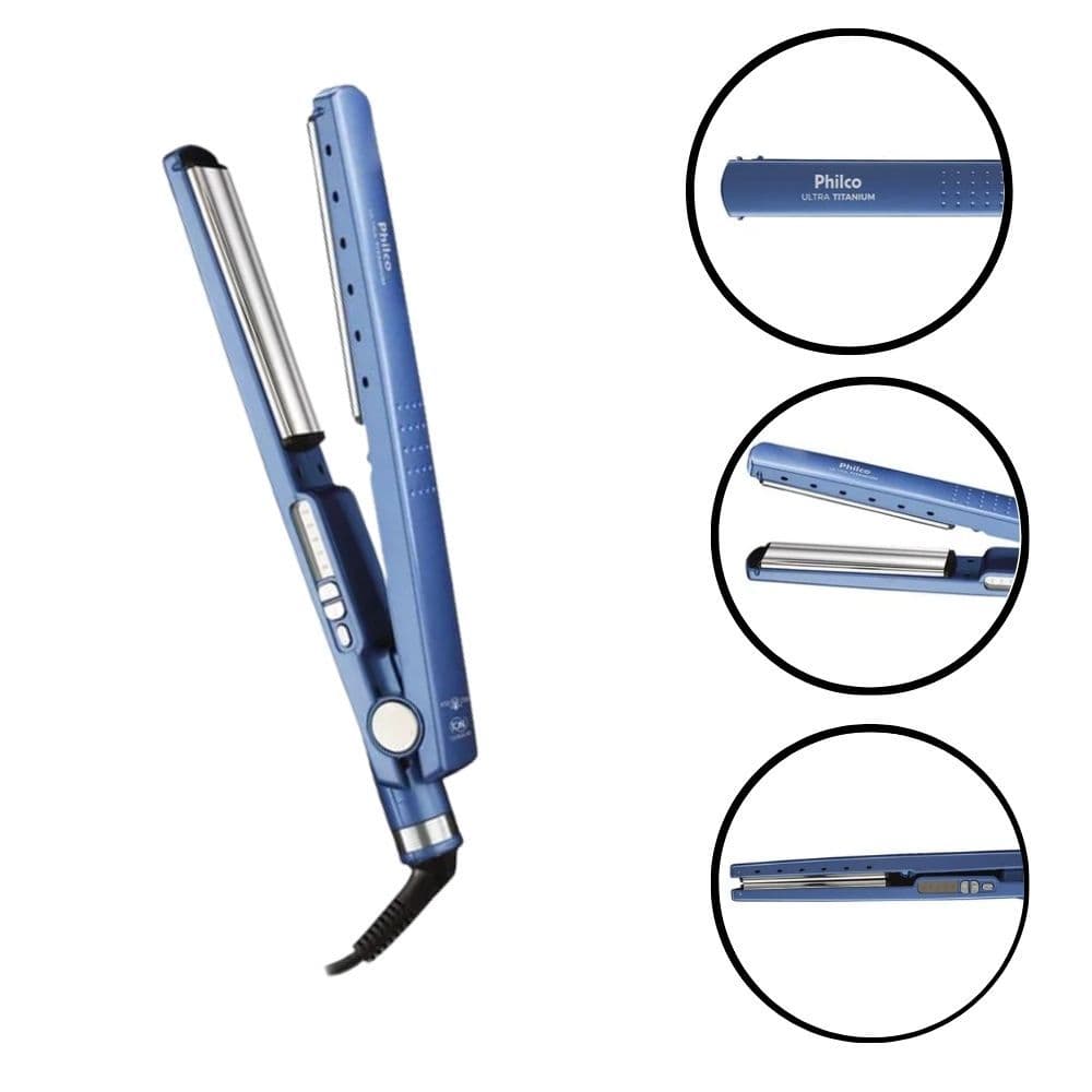 Prancha de Cabelo Chapinha Philco Ultra Titanium PPR05AZ Azul Bivolt