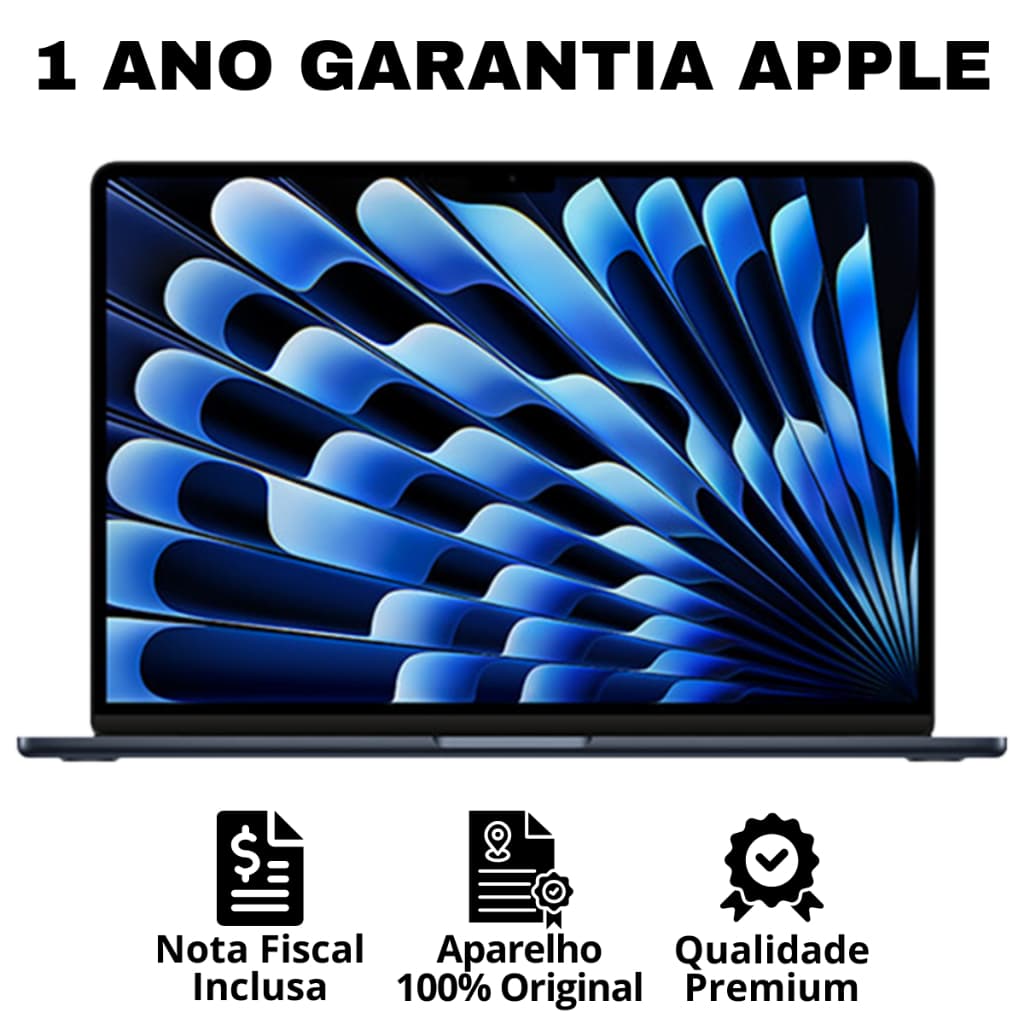 MacBook Air M3 13.6” 16GB RAM / 256GB SSD Novo Lacrado NF + 1 Ano de Garantia Apple