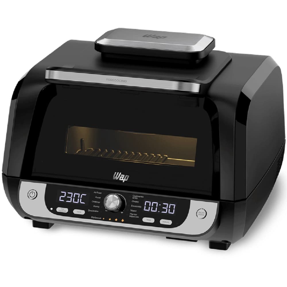 Fritadeira elétrica WAP Barbecue Digital 1700W 10L com tampa de vidro 220V preta