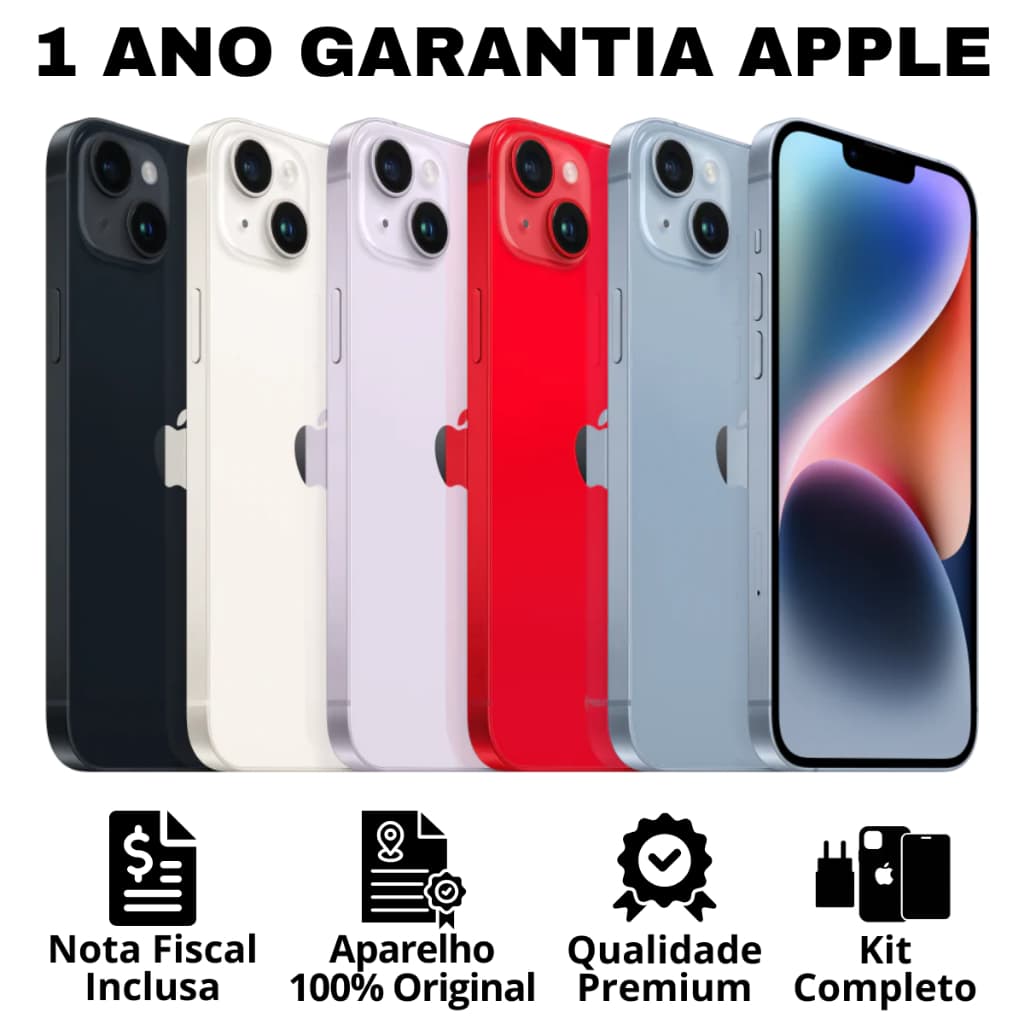 iPhone 14 Plus em várias cores com garantia Apple de 1 ano