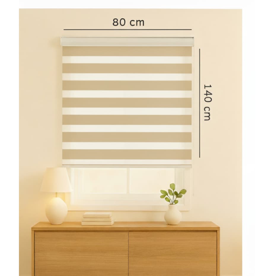 Persiana Rolo Zebra Standard Larg 0,80 X Alt 1,40 Bege, Branco, Cinza, Preto, Bege Mescla, Castor