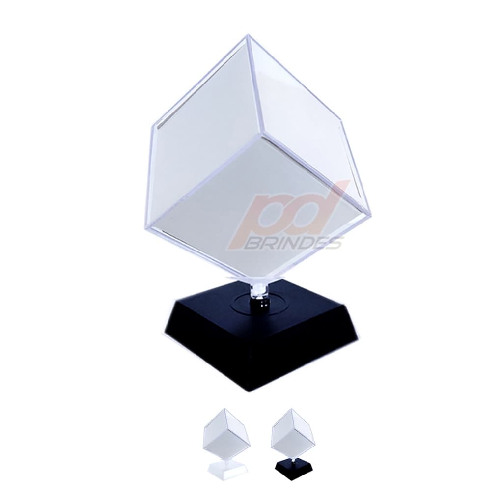 Cubo giratório transparente com fotos, 6,2 cm, 6 fotos, 20 unidades, base preta