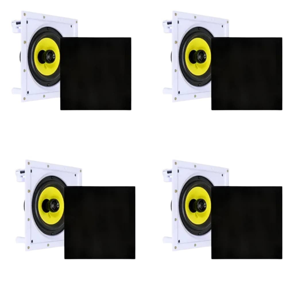 Kit 4 Caixa Acústica De Embutir Arandela Ci6s Plus preto e amarelo