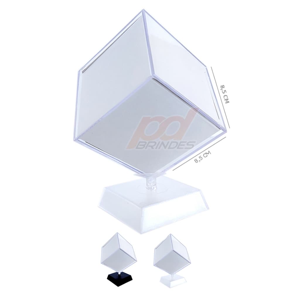 Foto Cubo Giratório Transparente 8,5cm com Base Giratória - 6 Faces para Fotos