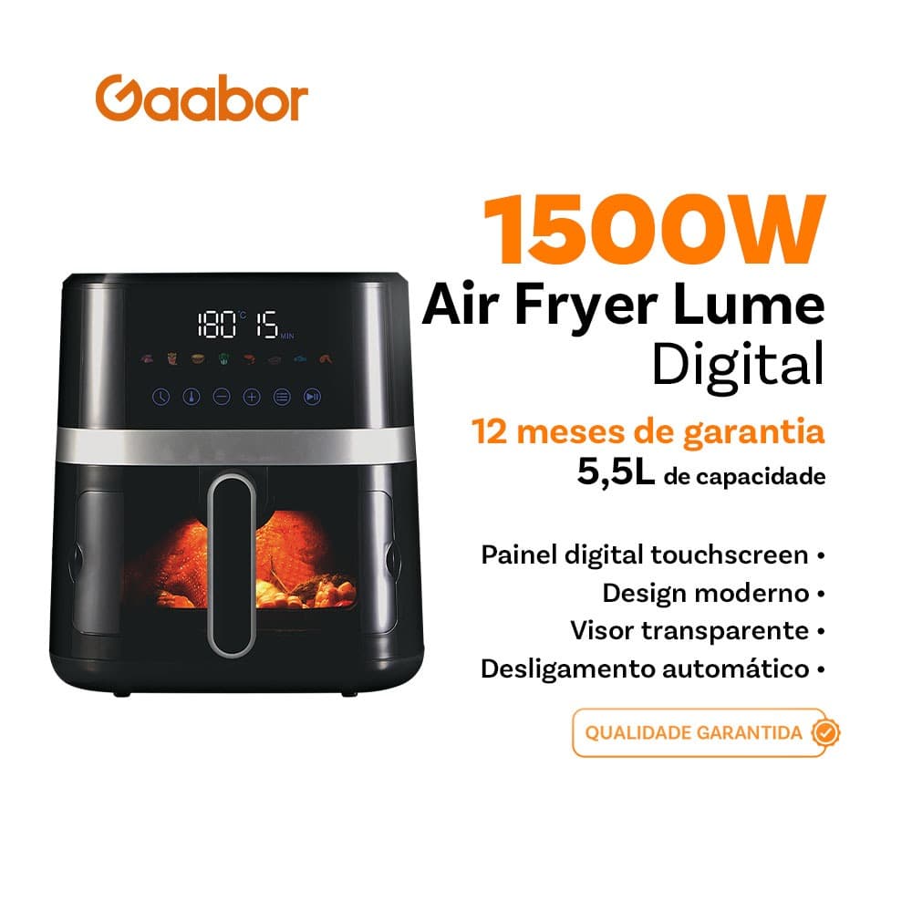 Gaabor Fritadeira Elétrica 5,5L timer Digital Visor Transparente Preto Jumbo AF65T-BK01 -1