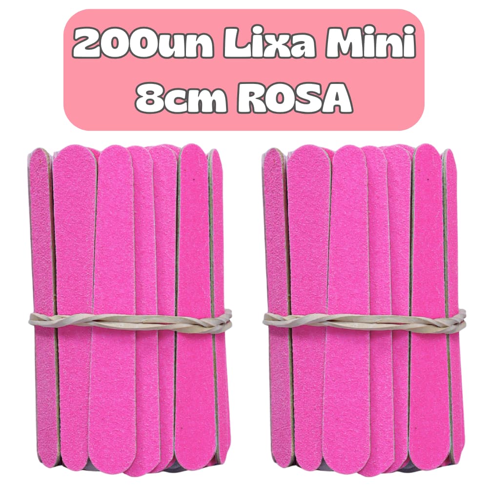 Mini Lixa ROSA 8cm Descartável para Manicure Pedicure Estética Salão de Beleza Spá