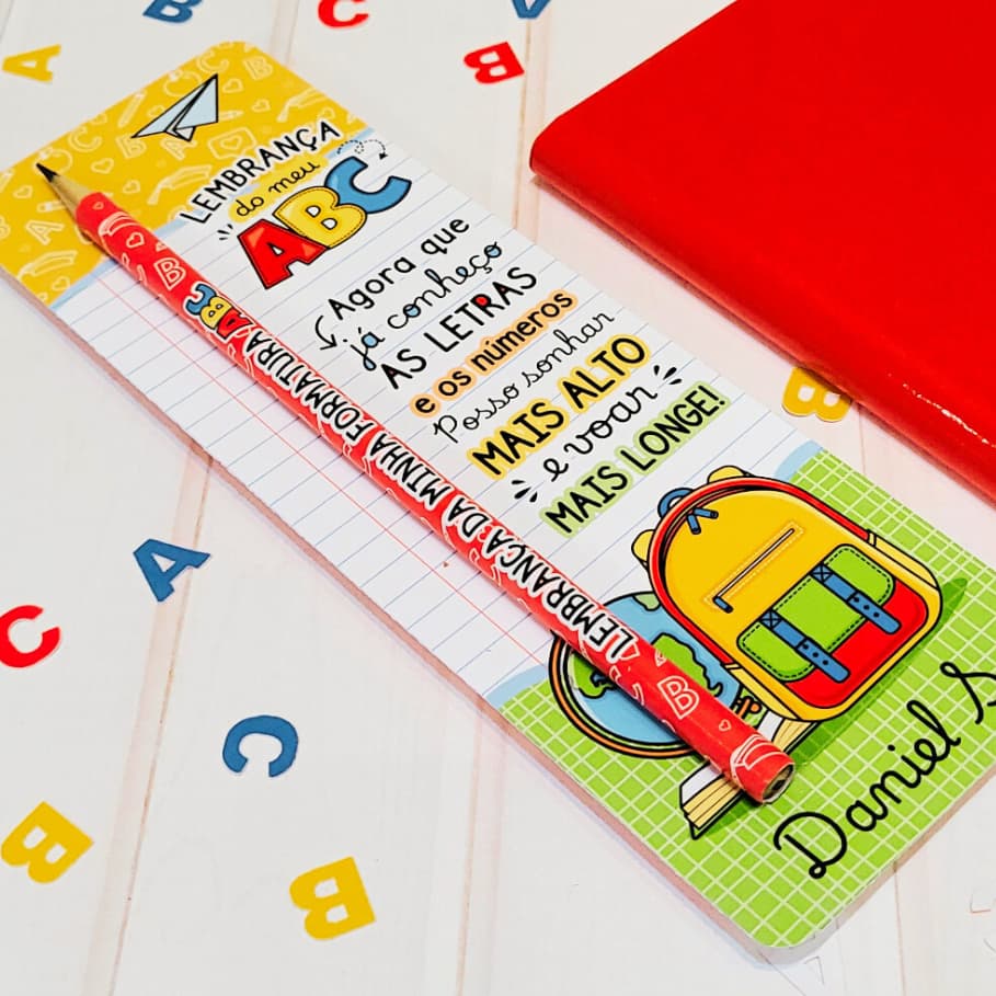 Lembrancinha Formatura ABC infantil - Card com Lápis - Formatura - Aniversário - Festa Escola