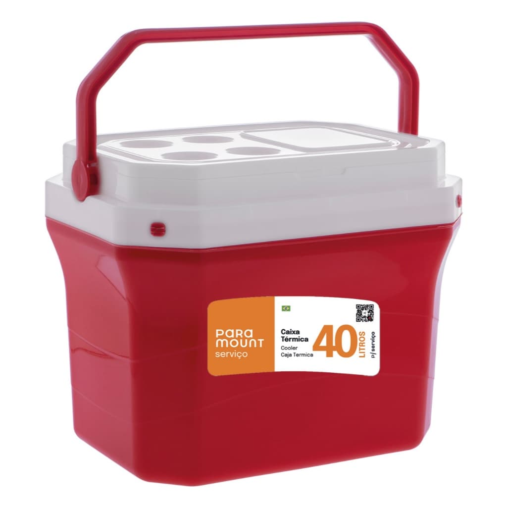 Caixa Térmica Cooler 40 Litros Com Alça Colorida P/ Bebidas C/ Porta Copos Ideal Praia Pesca Camping