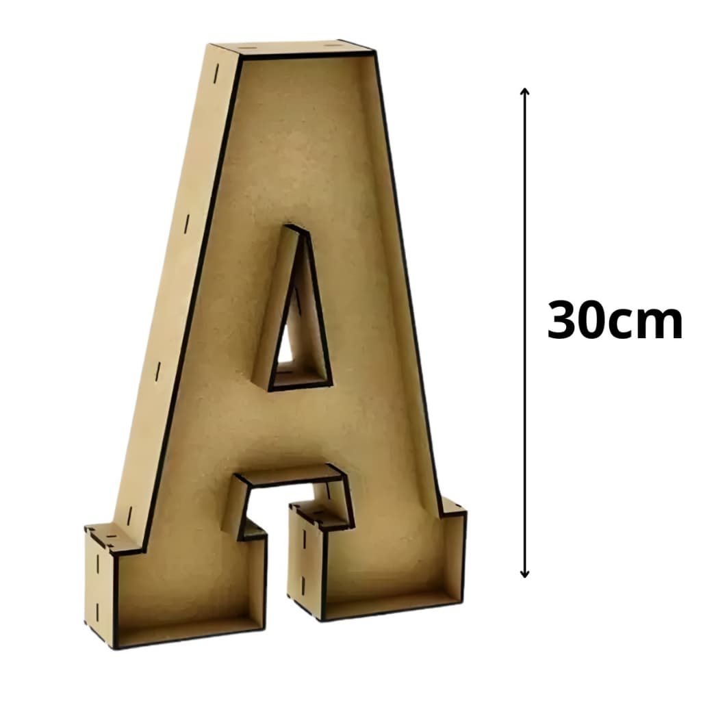 Letras Caixa Alfabeto Mdf Cru Decorativo Festa Casamento Aniversário 30 CM