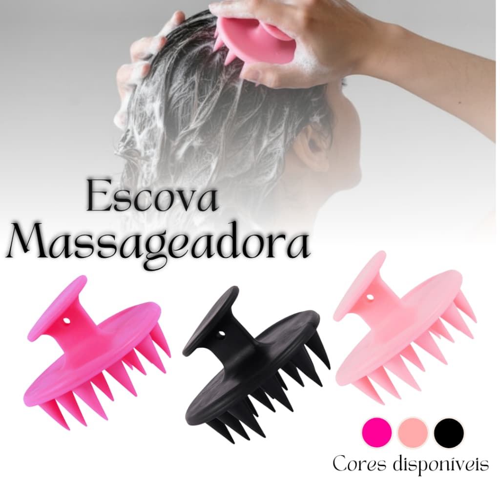 Escova Massageadora Antiestresse – Rosa, Rose ou Preta | Brilho, Crescimento e Cuidados com o Cabelo