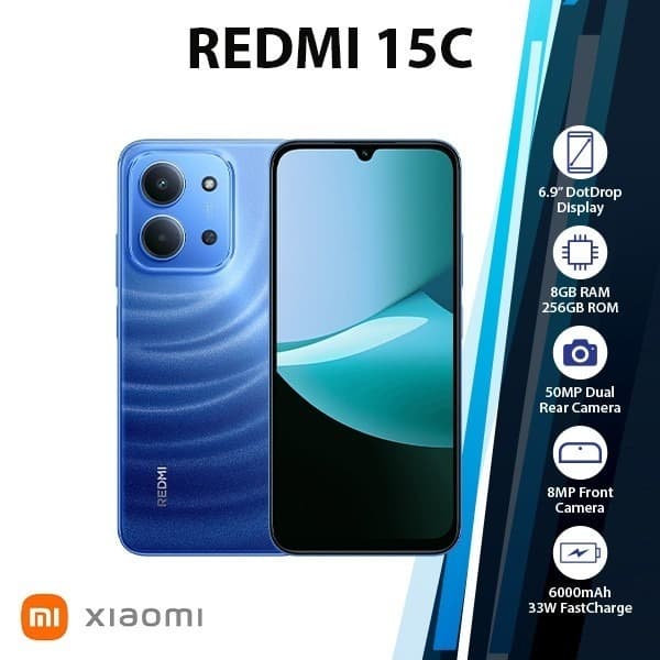 Câmera Xiaomi Redmi 15c 6.9 4g 128gb 4gb,256gb 8gb Ram Hyperos 50mpx - Moonlight Blue