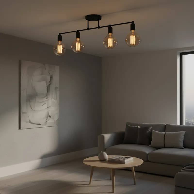 Trilho Spot 4 Spot Luminária de Teto Moderna Lustre Plafon Sobrepor Bivolt