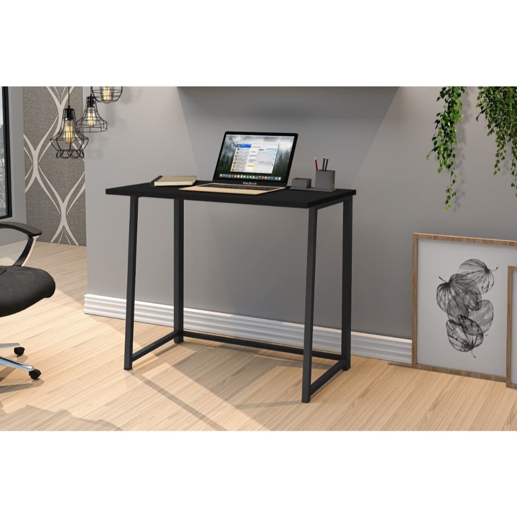 Mesa Escritório Home Office Escrivaninha Pequena Dobrável Estrutura Metálica Compacta Estudo 80x47