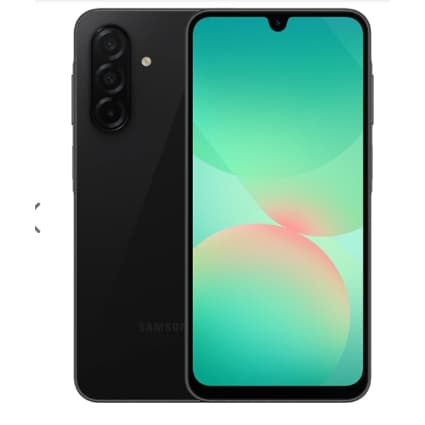 Samsung Galaxy A26 5G preto, 6.7 polegadas, câmera quádrupla, interface de usuário