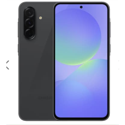 Smartphone Samsung Galaxy A36 5G cor Awesome Black, câmera traseira quadrupla, logotipo da Samsung, tela detalhada, fundo branco
