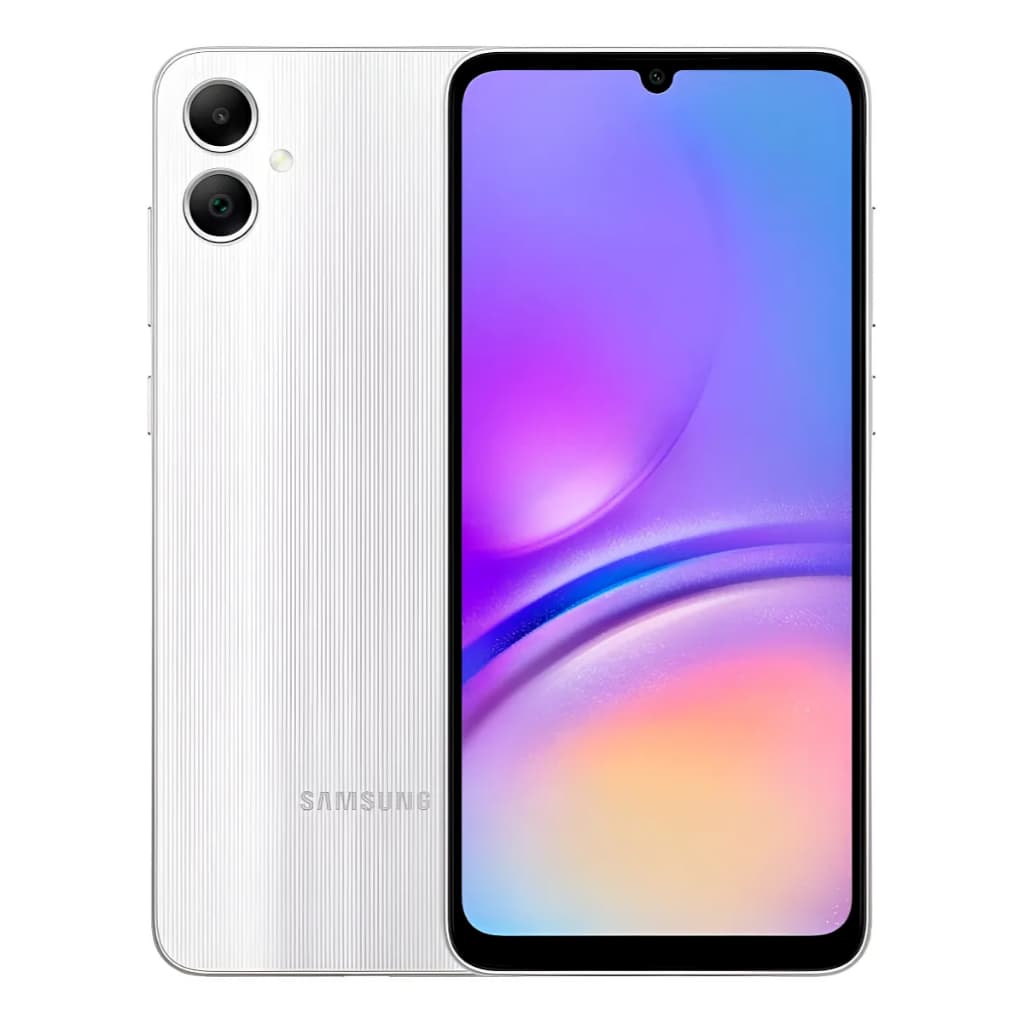 Smartphone Samsung Galaxy A05S, 128GB, 4GB RAM, câmera 50MP, bateria 5000mAh, Dual SIM, frontal, prata metálica