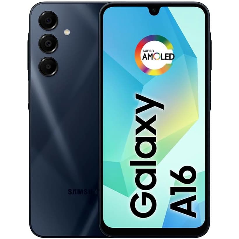 Smartphone Samsung Galaxy A16 com câmera traseira de três lentes e display destacado