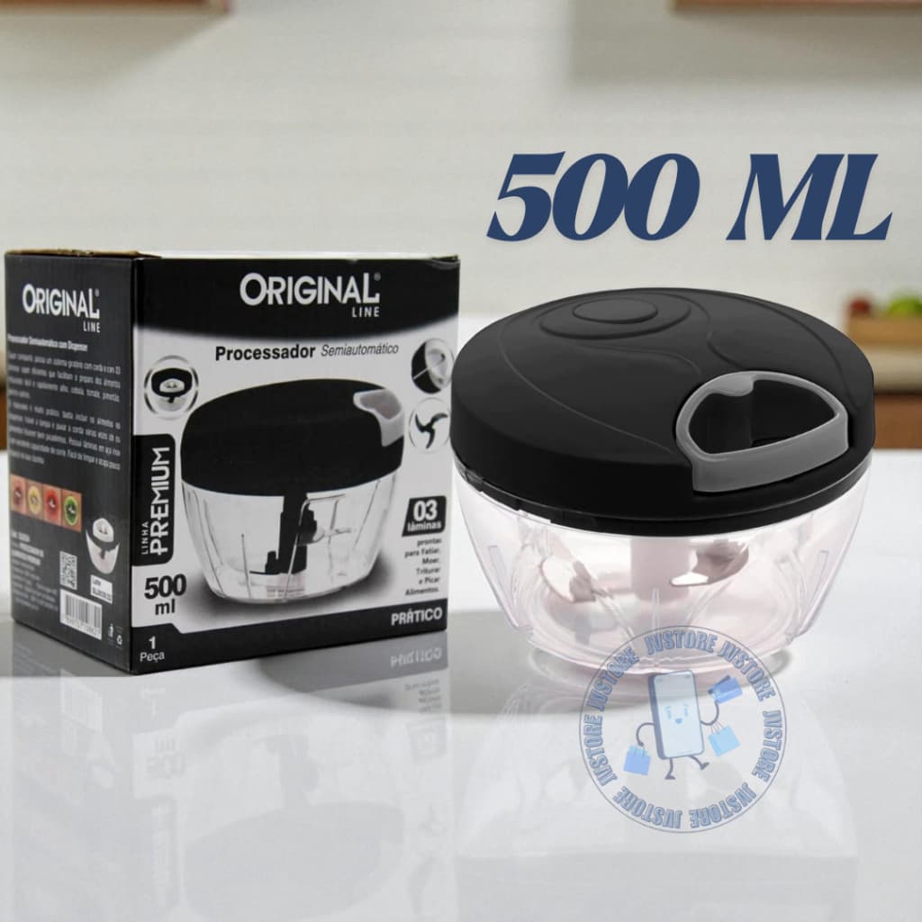 Processador Triturador Moedor De Alimentos Manual Alho Cebola Legumes 500ml