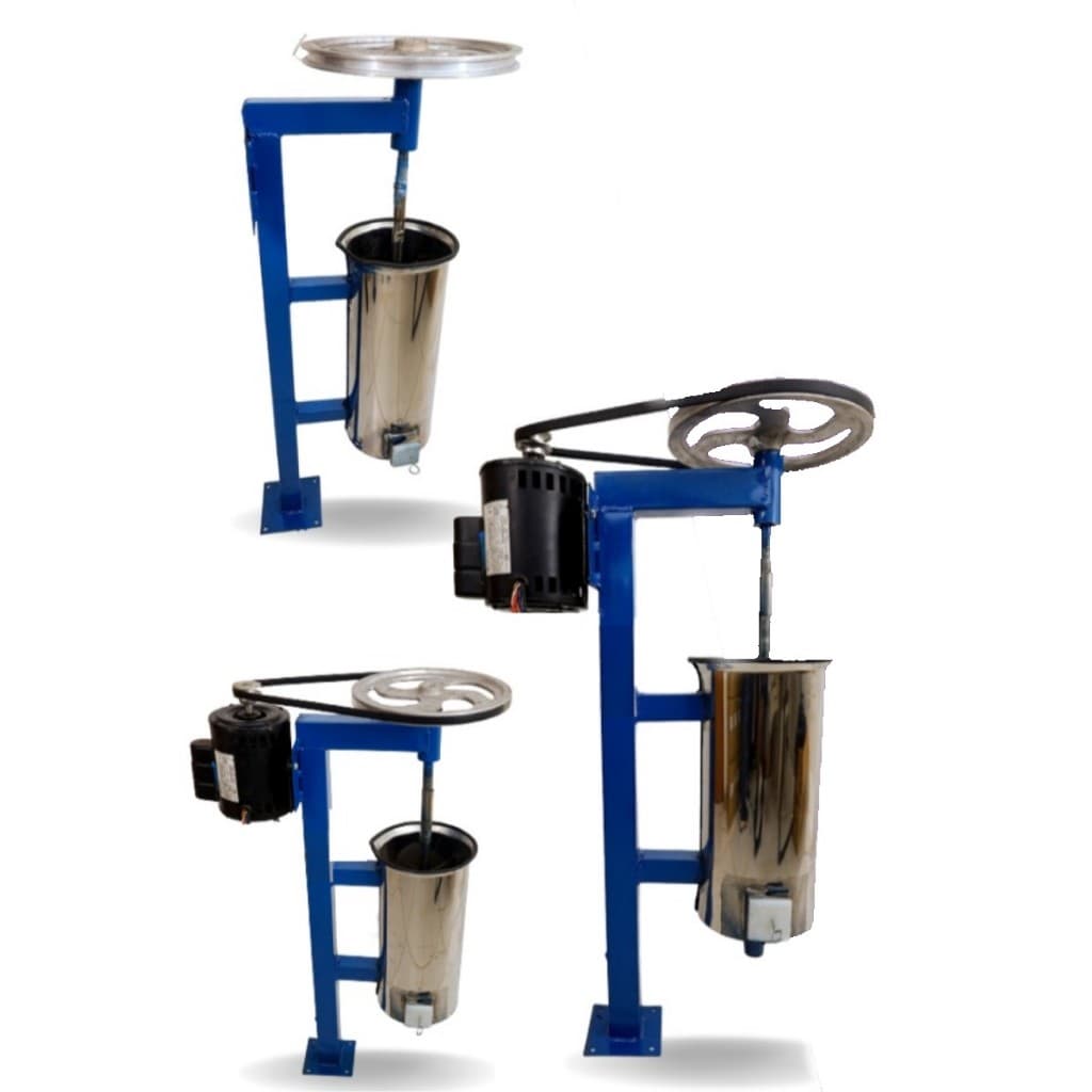 Despolpadeira doméstica Super 10L, três ângulos, azul e aço inoxidável, motor preto, fundo branco