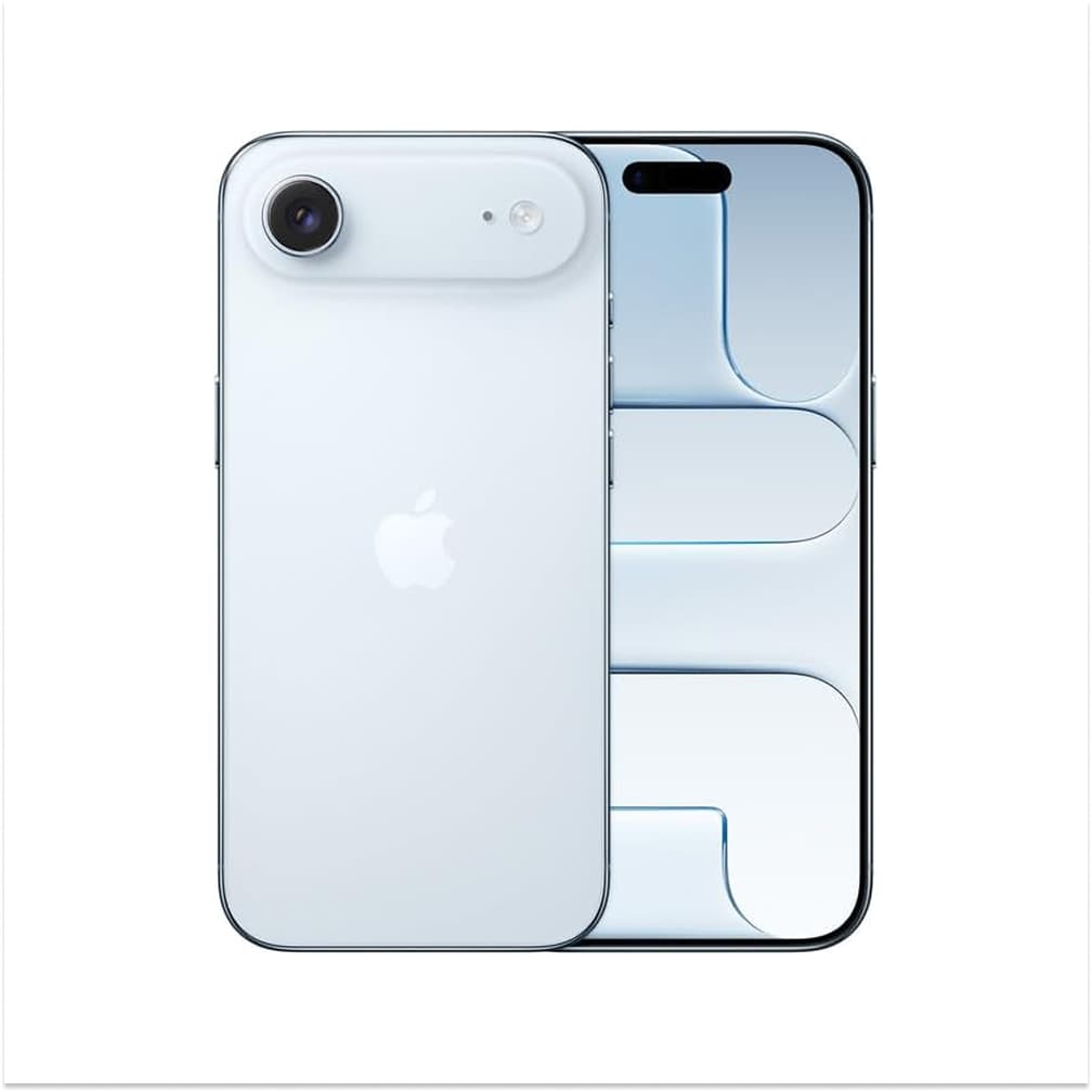 Imagem do verso do Apple iPhone Air, cor branca, com câmera traseira dupla e flash LED