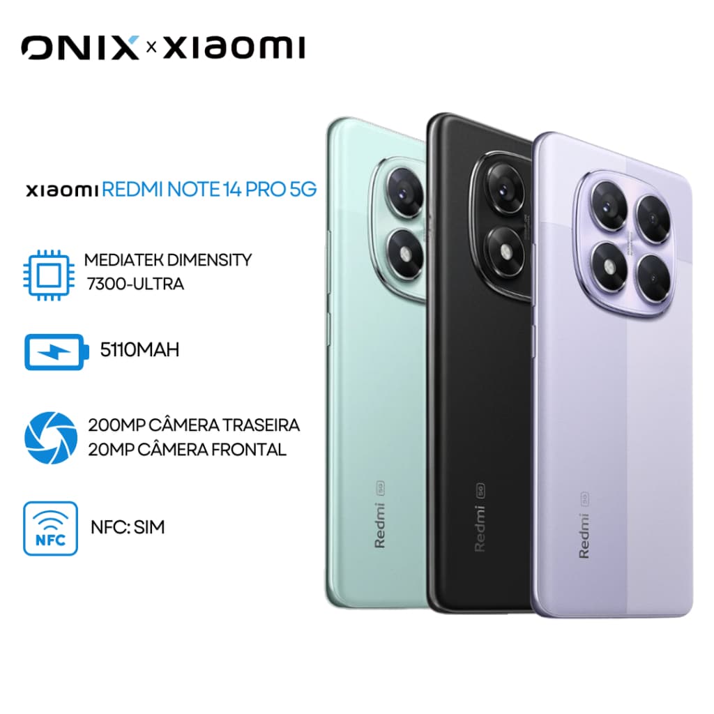 Xiaomi Redmi Note 14 Pro 5G 256GB+8GB RAM / 512GB+12GB RAM Câmera 200MP, Processador Helio G100-Ultra VERSÃO GLOBAL