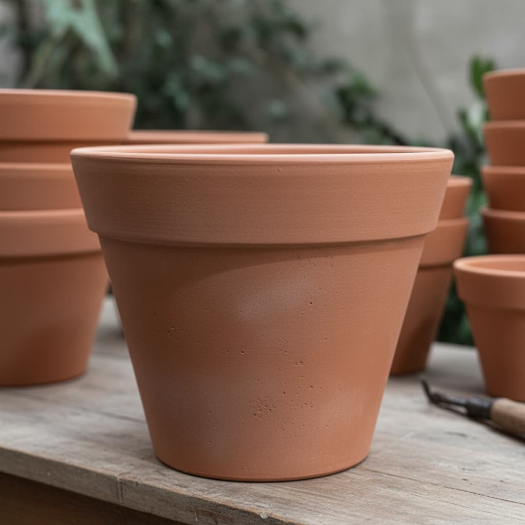 Vaso de cerâmica terracota N° 6 em um ambiente de jardinagem