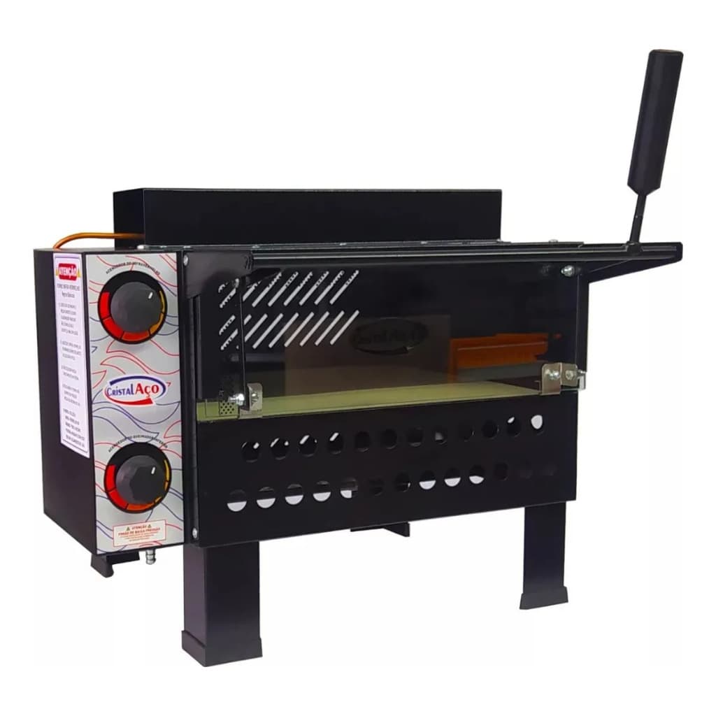 Forno De Pizza Industrial A Gás 68x48 Cristal Aço Profissional 1 Pizza Grande