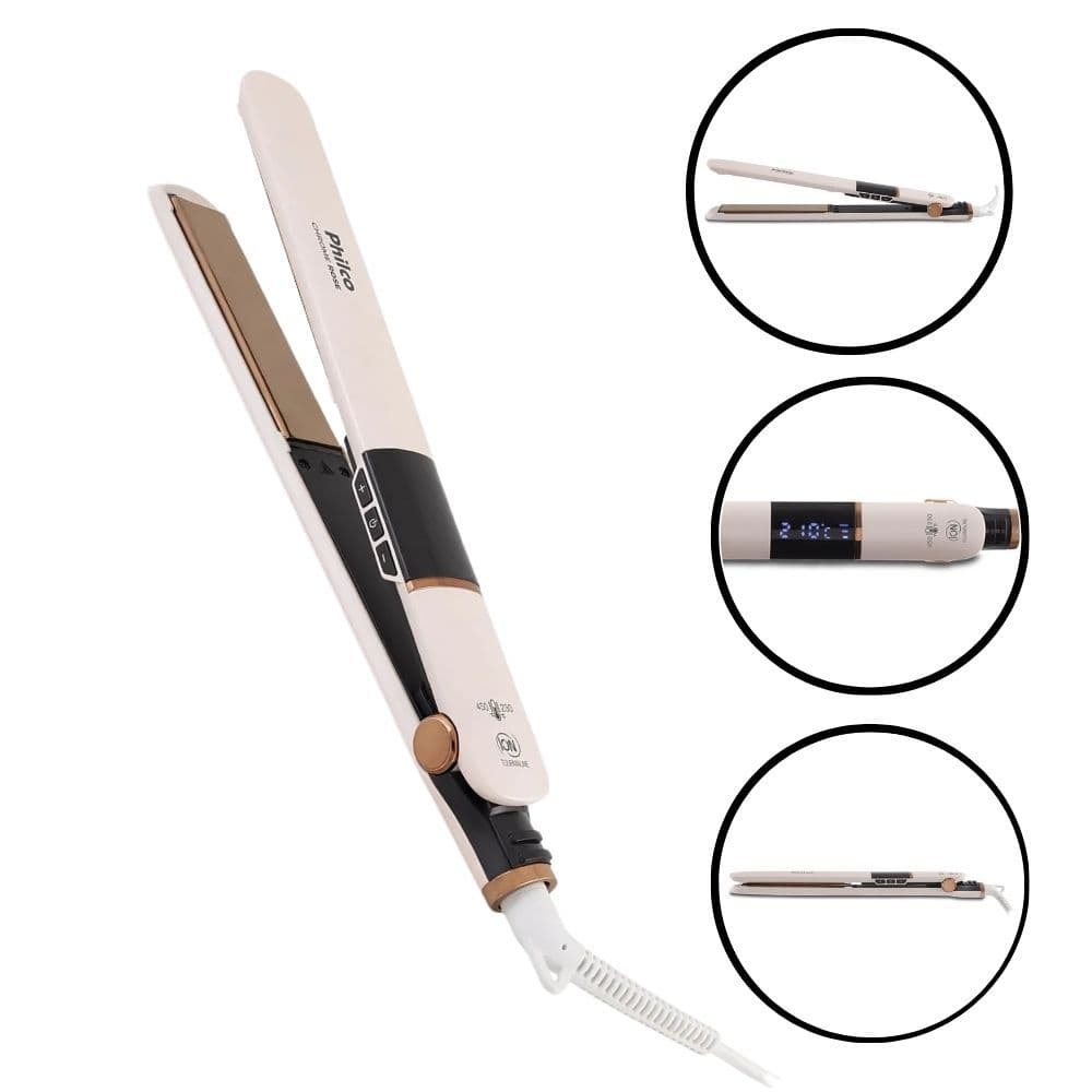 Prancha de Cabelo Chapinha Philco Titanium PPR10 Chrome Rose Bivolt