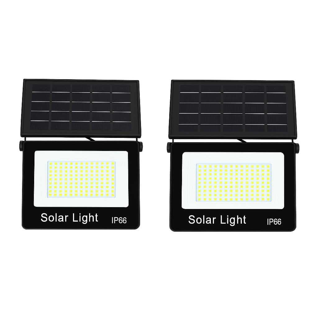 Refletor solar LED 100W/200W IP66 com sensor de presença e bateria recarregável, luz branca fria