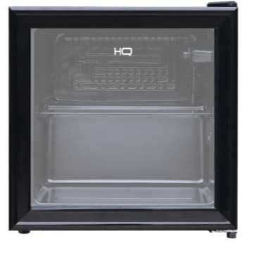 Frigobar expositor vertical HQ vidro duplo 50 litros preto com porta aberta