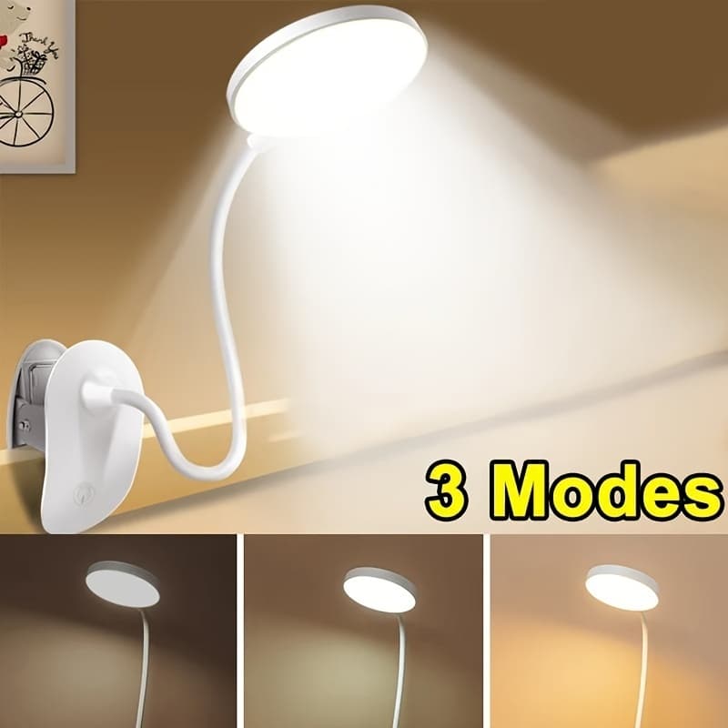 Luminária Abajur de Mesa LED Touch Haste Flexível Lâmpada De Estudo Sem Fio Com Clip
