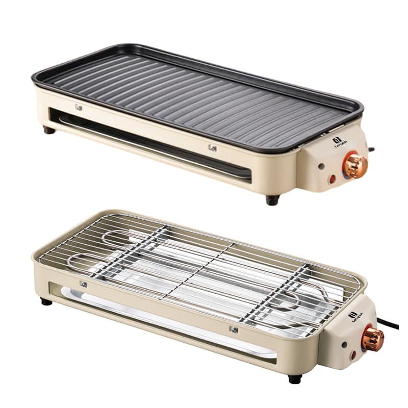 Churrasqueira elétrica 1500W 127V 220V 110V portátil desmontável com grelha removível em aço inoxidável