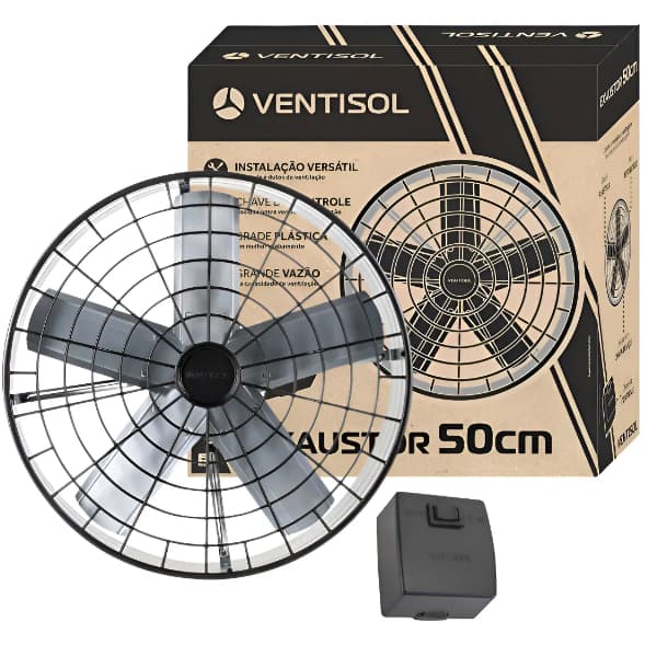 Ventilador Axial Exaustor de Parede Industrial Ventisol 50cm Comercial Premium
