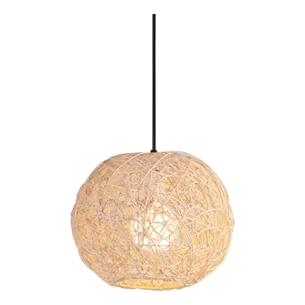 Pendente em bambu fibra natural artesanal 25cm E27 127/220v
