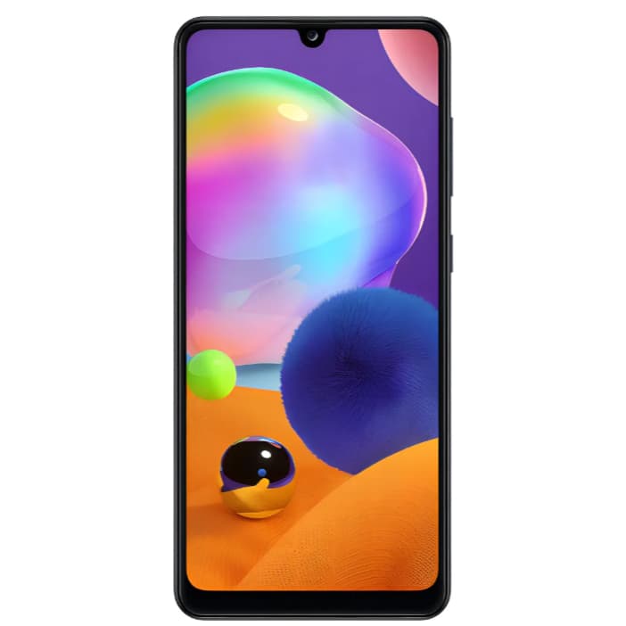 Smartphone Samsung Galaxy A31 preto com tela colorida