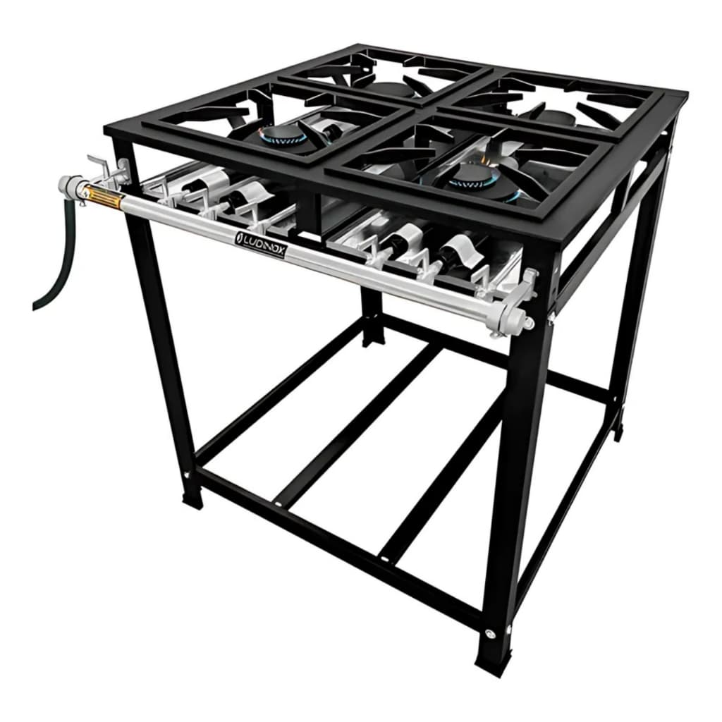 Fogão Fogareiro Industrial 4 Bocas Queimador Ferro fundido Duplo Com Pés 30x30 Oferta