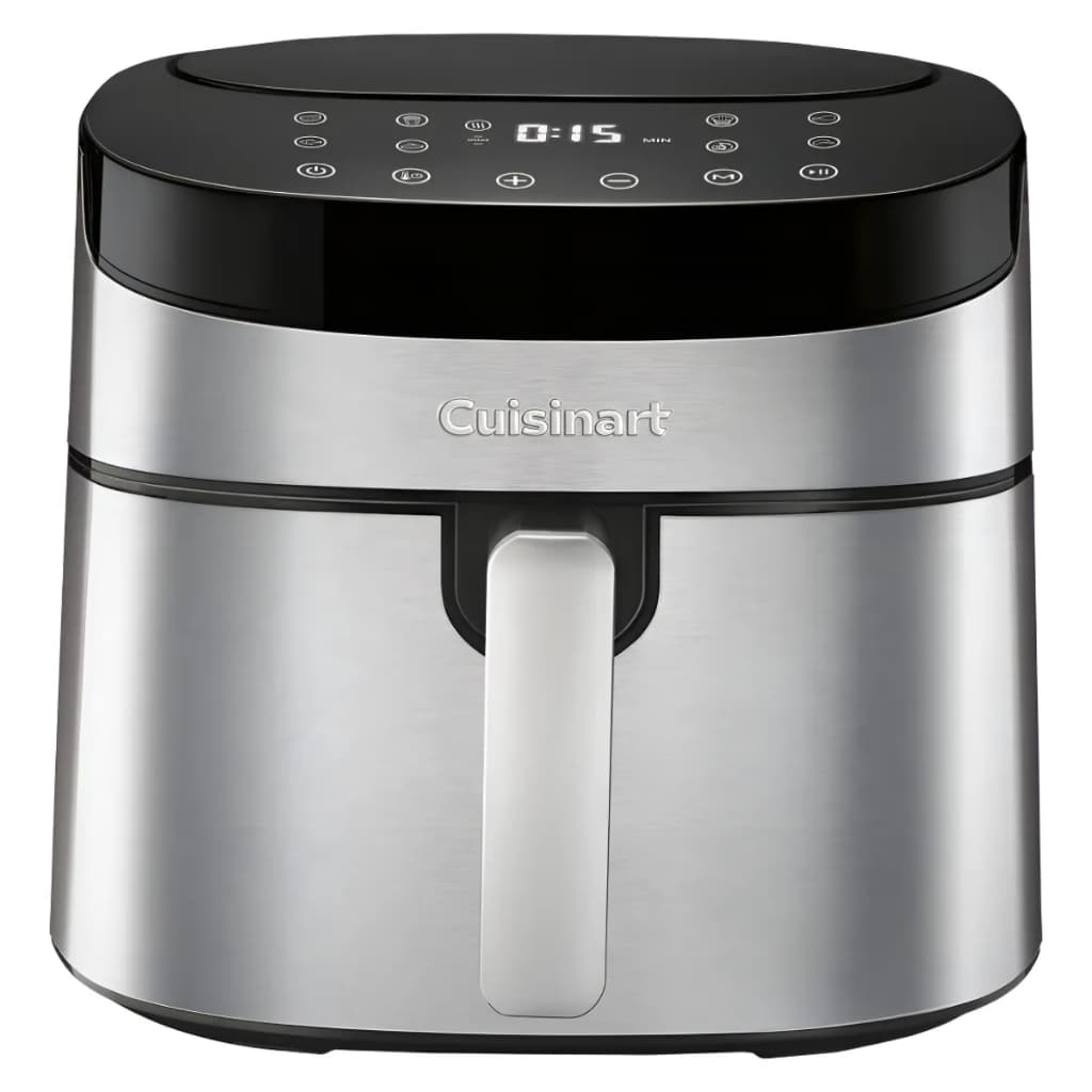 Fritadeira elétrica digital Cuisinart 7,2 litros, cor prata, painel digital e logotipo da marca