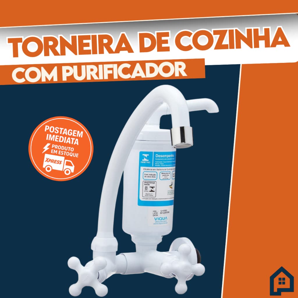Torneira Branca com Filtro Purificador e Bica Móvel para Cozinha - ACQUABIOS