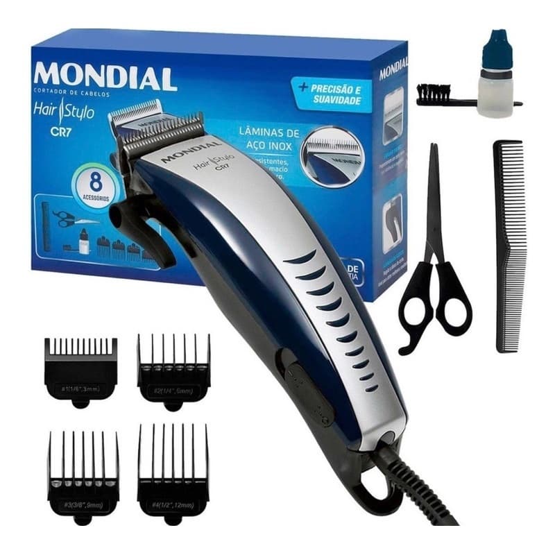Máquina de Cortar Cabelo Mondial CR-07 127V 4 pentes