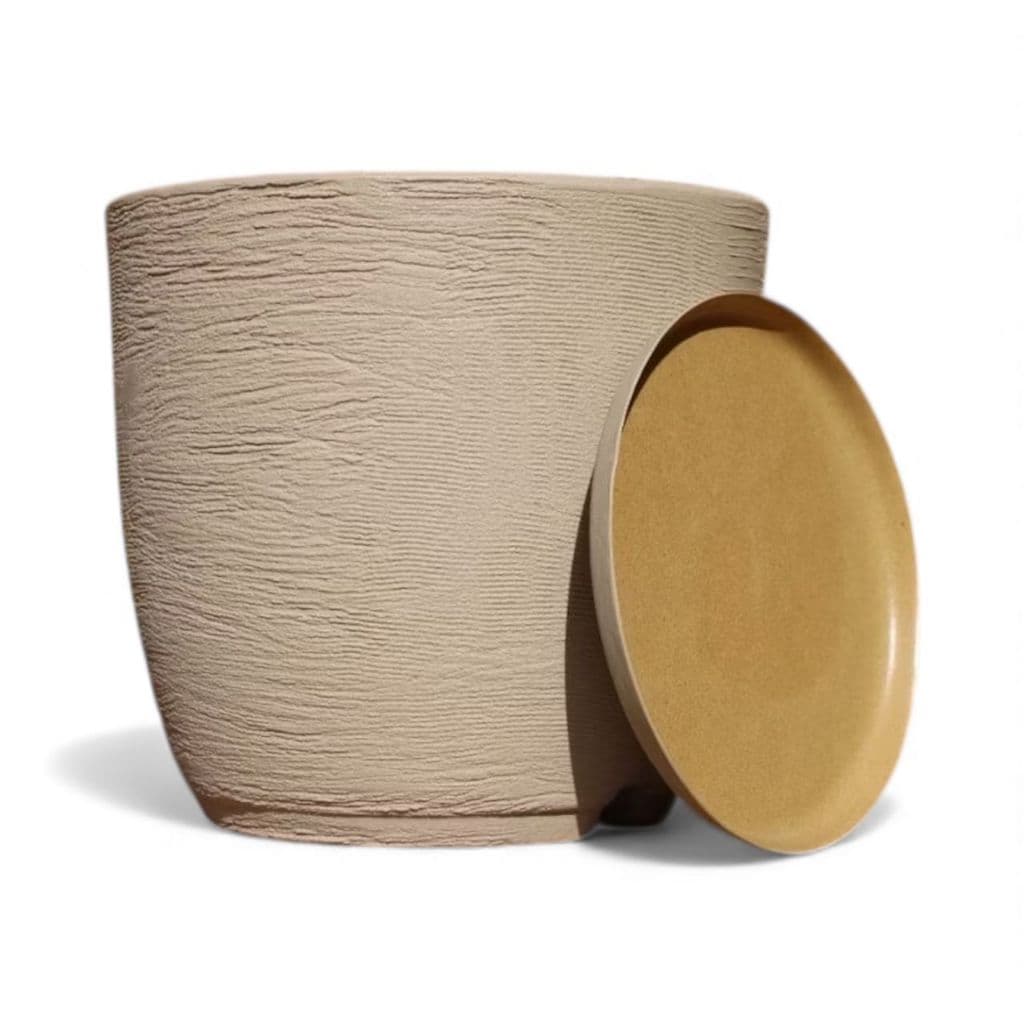 Vaso decorativo para plantas em polietileno com prato coletor, cor bege, 50x40 cm