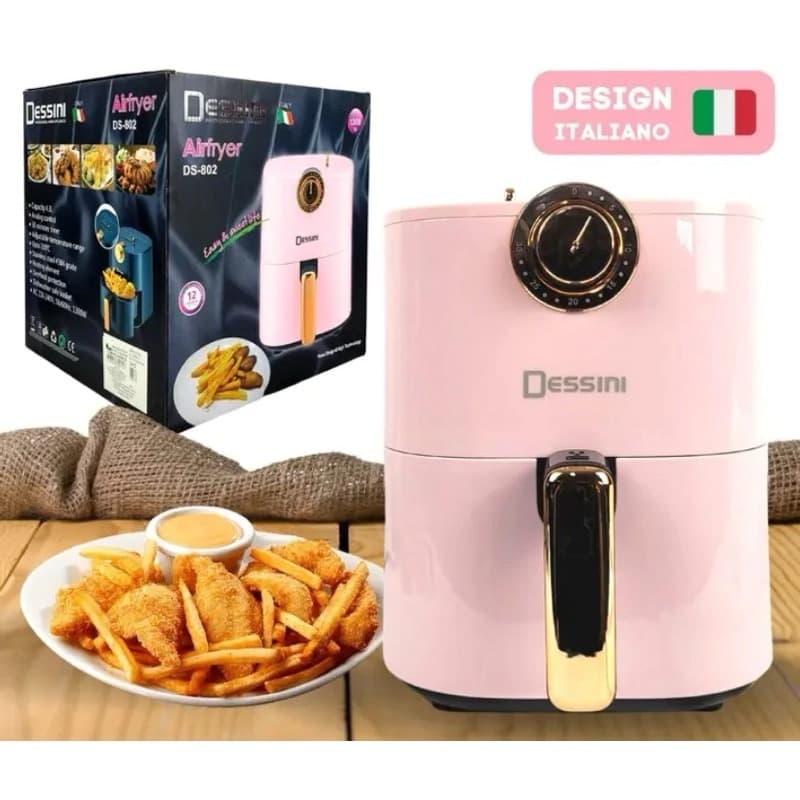 Fritadeira Rosa Bebê Luxo Premium 4,2L 220V Dessini Design Alemão