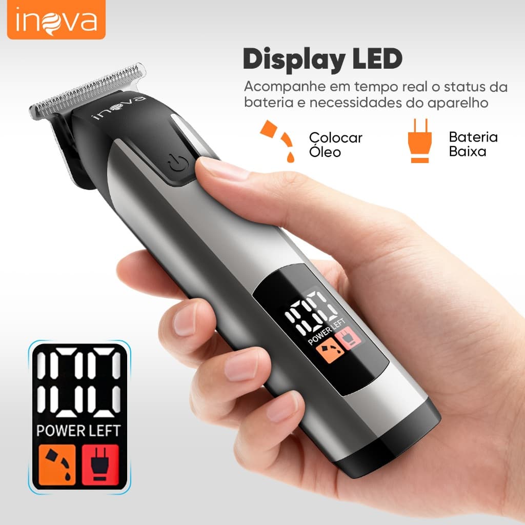 【inova】máquina de cortar cabelo Alta precisão, bateria de longa duração, baixo ruído, corte de cabelo profissional