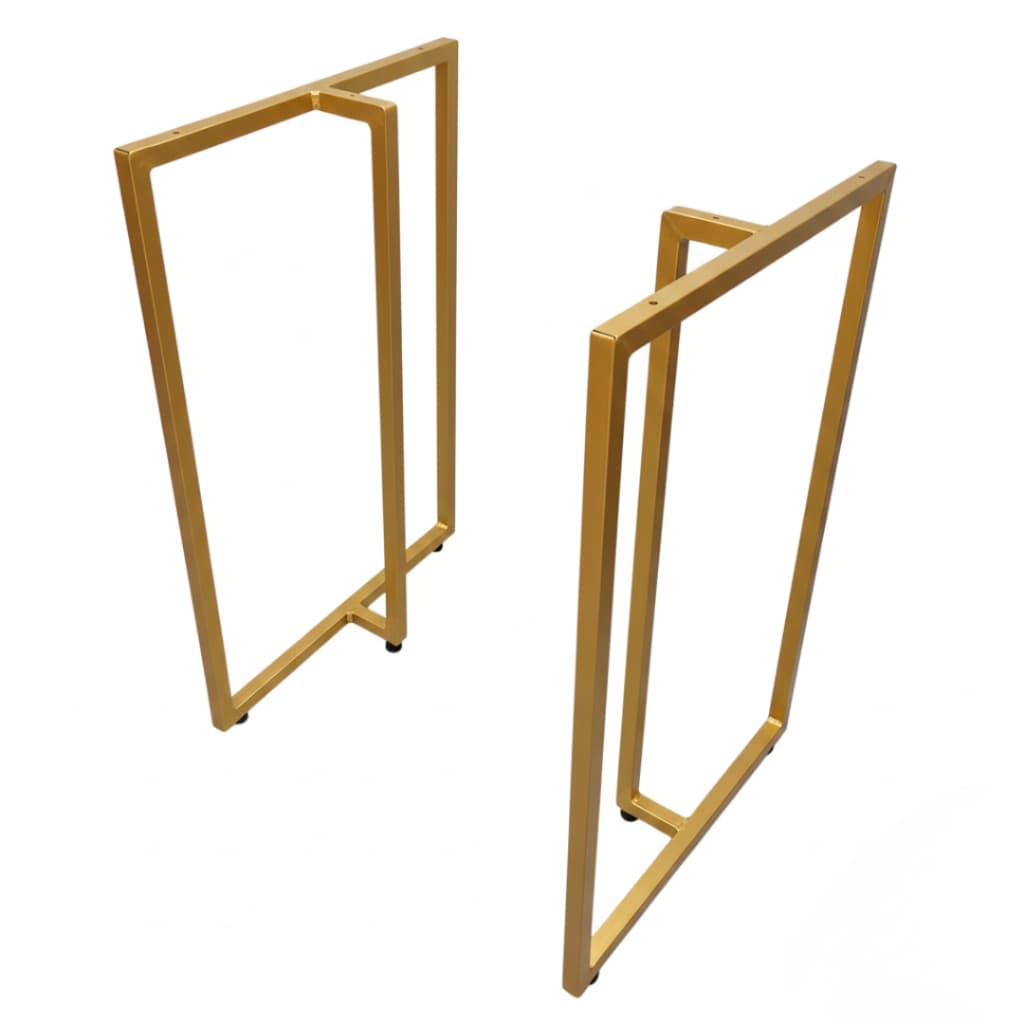 2 Bases de Mesa em T de Aço 100cm Altura 28cm Largura Dourado – Pé de Mesa, Aparador, Escrivaninha