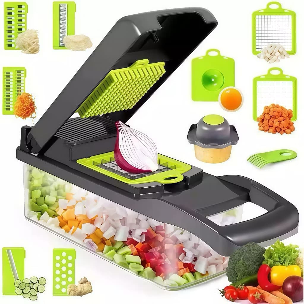Fatiador multifuncional de aço inoxidável 16 em 1 para vegetais, frutas e legumes