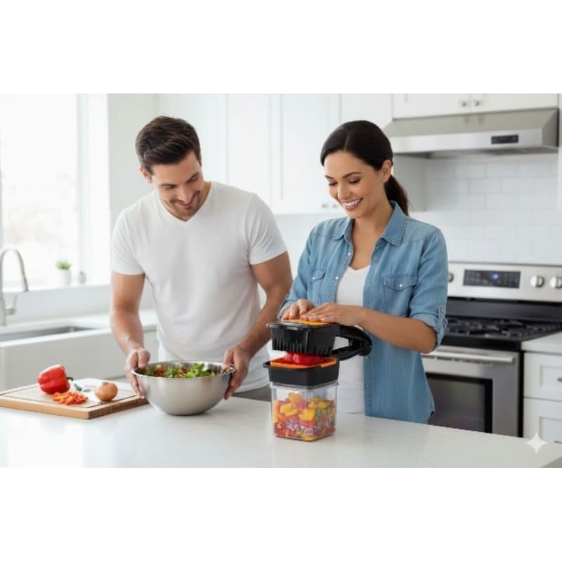 Cortador de Legumes e Vegetais Multifuncional 7 em 1 Picar Fatiar em Cubos com Recipiente Shopee