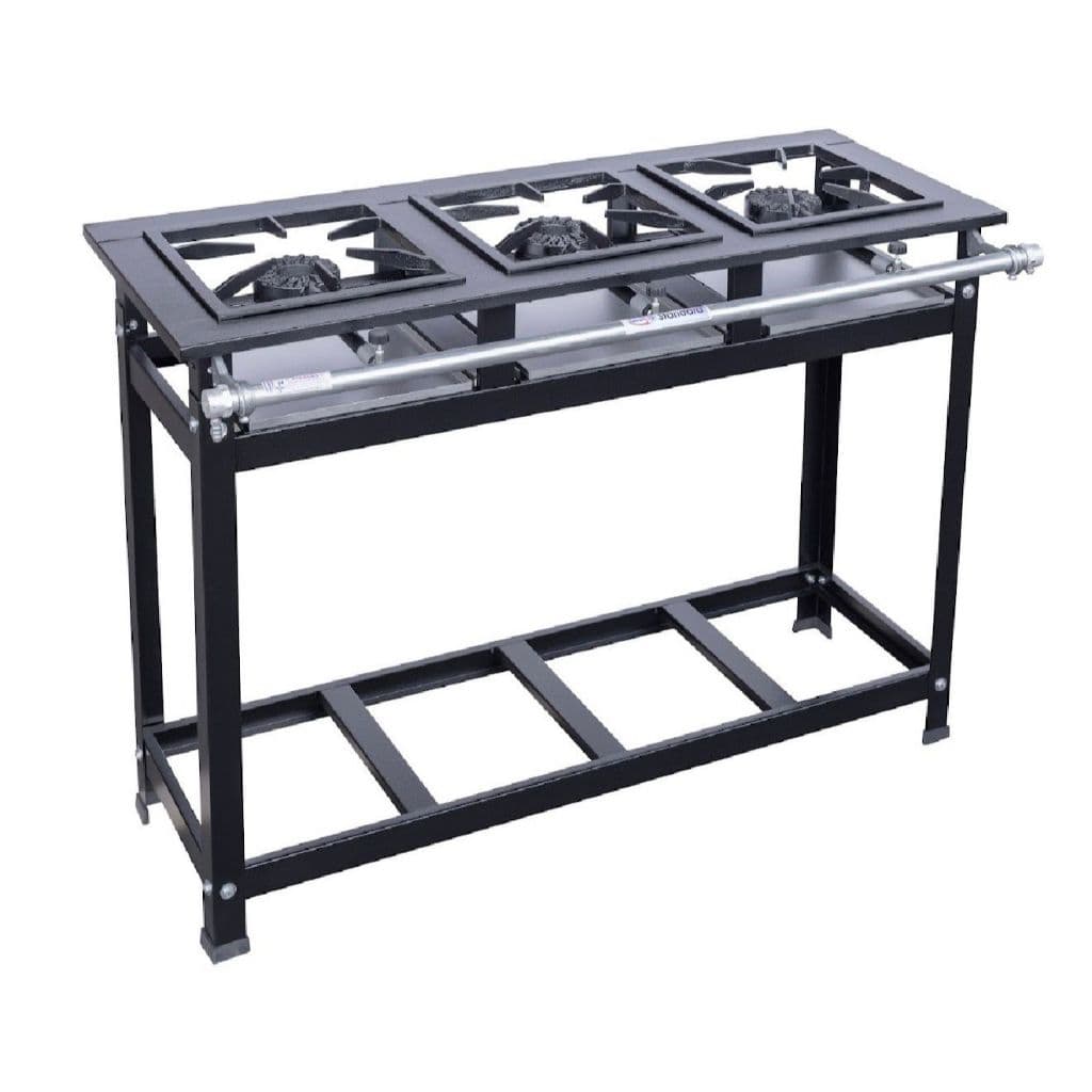 Fogão 3 Bocas Industrial Cristal Aço Alta Pressão 30x30 A Gás Perfil 5 Doméstico Cozinha