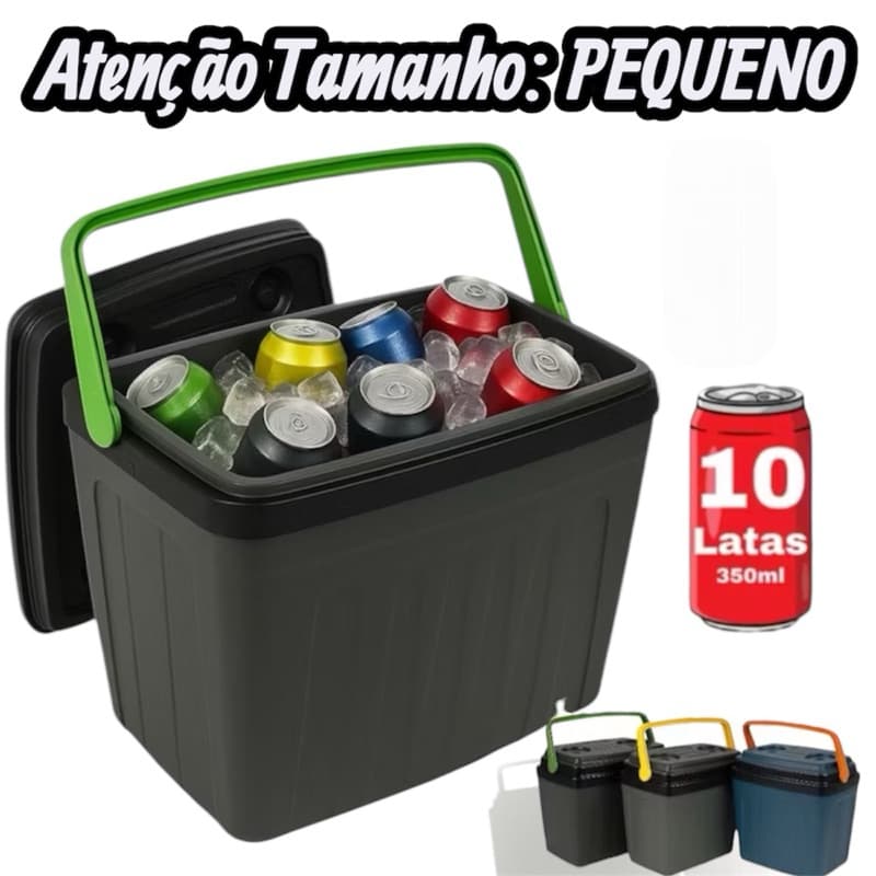 Caixa Térmica Pequena 7 Litros Mini Cooler Com Alça Capacidade 10 Latas