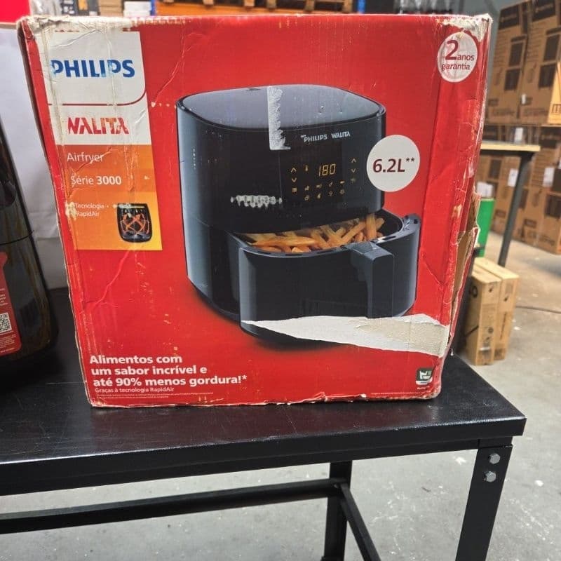 Caixa da fritadeira elétrica Airfryer Philips Walita Essential XI Ri9270, capacidade 6.2L