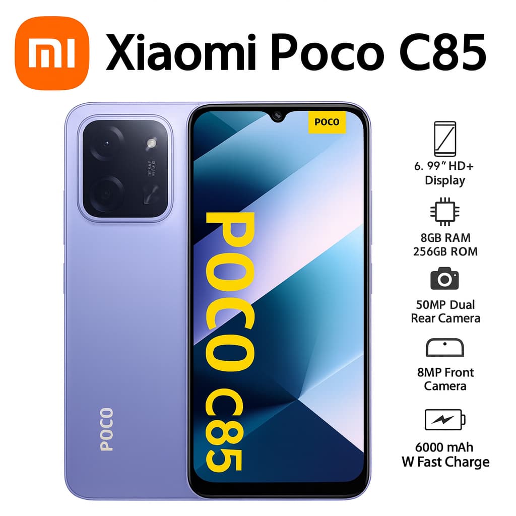 Smartphone Xiaomi POCO C85 8GB/256GB Original Lacrado Tela 6,9'' 50MP Bateria 6000mAh Versão NFC