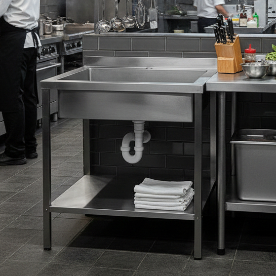 Cuba Pia Quadrada Inox Escovado Industrial — Ideal para Lavanderia ou Cozinha